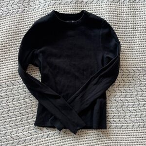Abercrombie & Fitch Long-Sleeve Cropped Black Rib Crew Top Medium